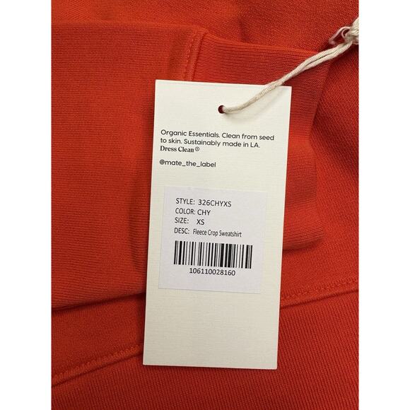 NWT! Mate The Label Sz XS Cherry Cropped Organic Cotton Crewneck Sweatshirt - Picture 4 of 5